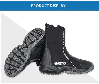 5mm Neoprene Dive Boots with Side Zipper — Unisex Snorkeling & Scuba Diving Shoes for Water Sports