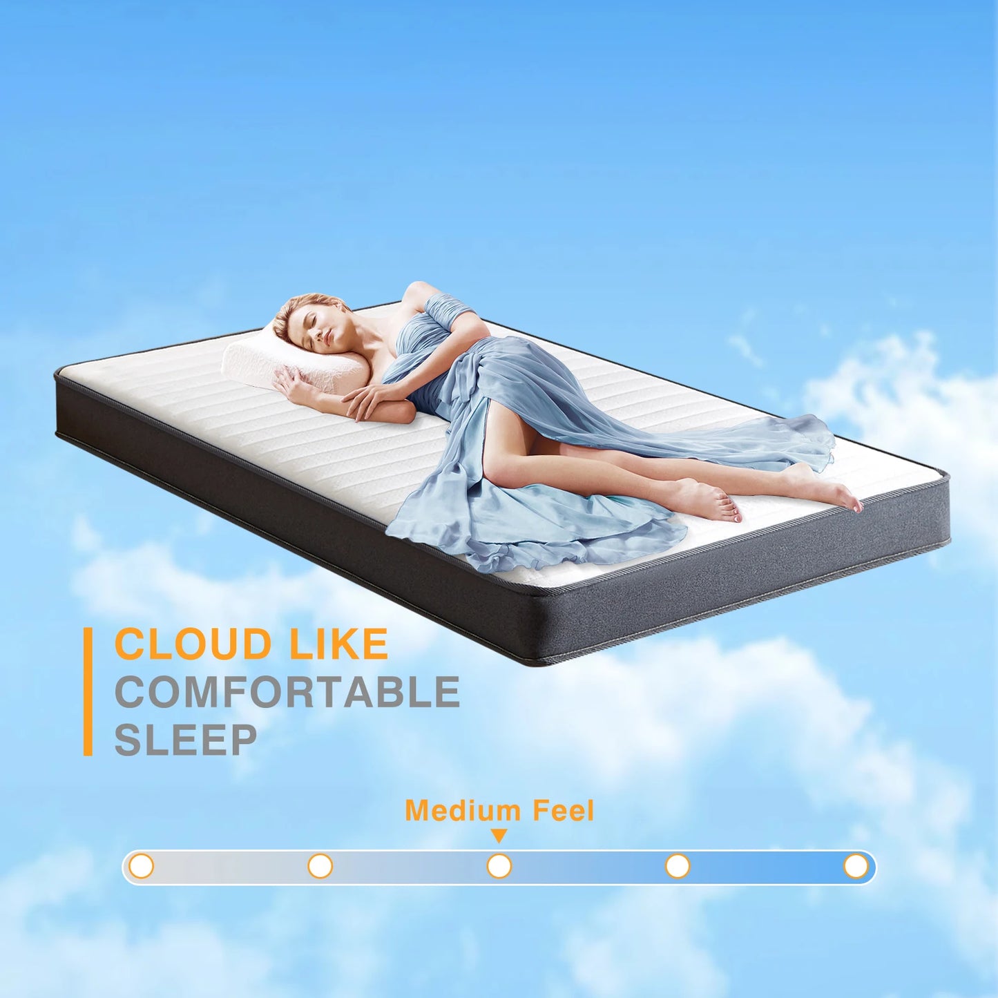 6 Inch Spring Mattress - Gel Memory Foam Hybrid Bed with High-Density Base Foam & Individually Pocket Springs