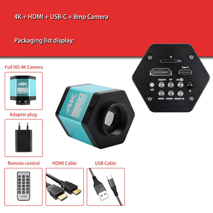 YIZHAN 4K Digital Microscope — Full HD HDMI VGA Industrial Camera with C-Mount, 150x Lens for Soldering & Phone Repair