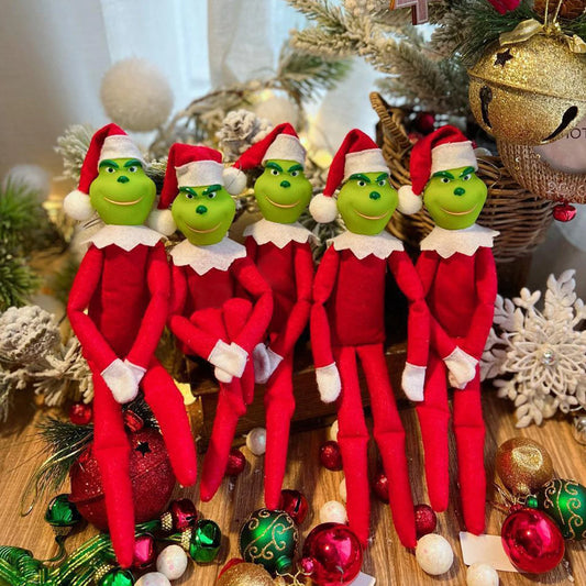 32cm Christmas Elf Doll – Handmade Plush Fairy Toy with Long Legs for Bookshelf, Room Decor & Holiday Gifts