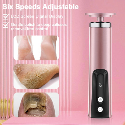 Rechargeable Wireless Electric Foot Callus Remover — Pedicure Tool for Dead Skin & Cuticle Removal (Replacement Sanding Heads)