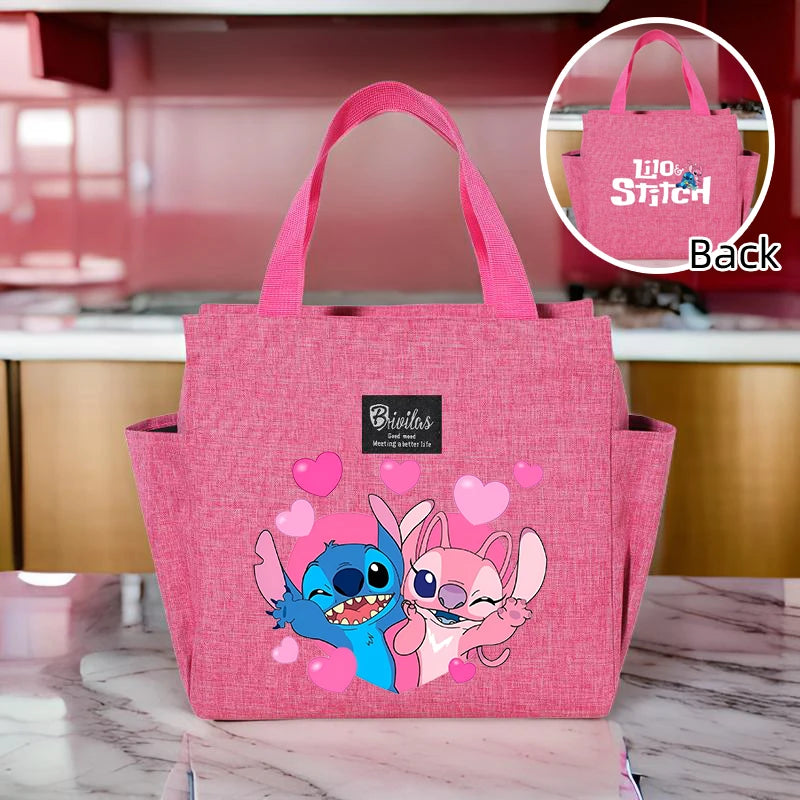 Stitch Insulated Lunch Bag – Waterproof Oxford Cloth with Aluminum Foil, Portable Reusable Square Tote for Work, School, and Picnic