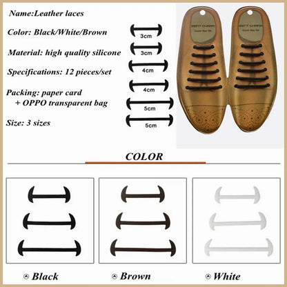 12 Pcs No Tie Shoelaces – Silicone Elastic Shoe Laces for Men’s and Women’s Casual Leather Shoes