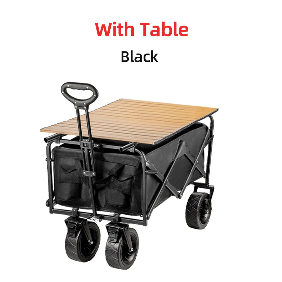 500lbs Heavy Duty Foldable Wagon — Portable Outdoor Utility Cart, Collapsible Shopping, Beach & Garden Pull Trolley