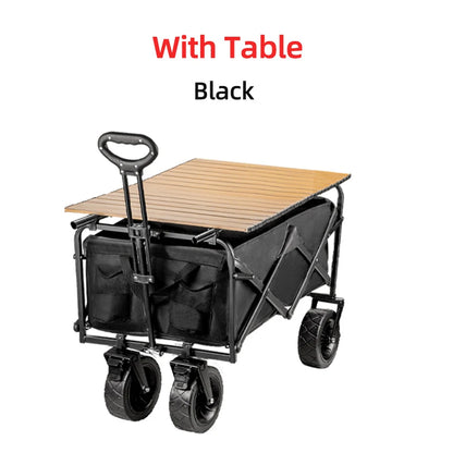 500lbs Heavy Duty Foldable Wagon — Portable Outdoor Utility Cart, Collapsible Shopping, Beach & Garden Pull Trolley
