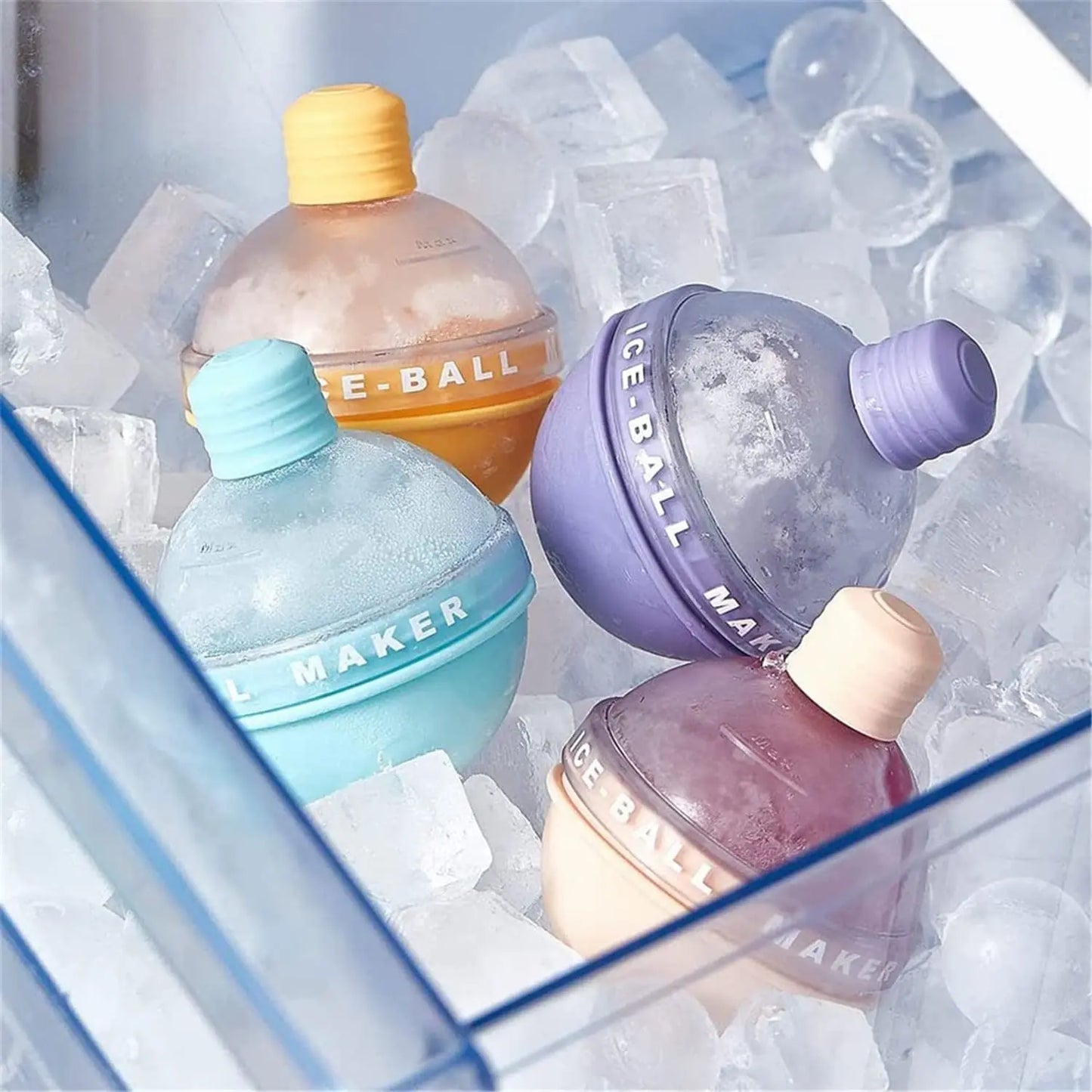 Premium Food Grade Silicone Ice Ball Mold Set - Candy-Colored Spheres for Whiskey & Cocktails | 2024 Edition