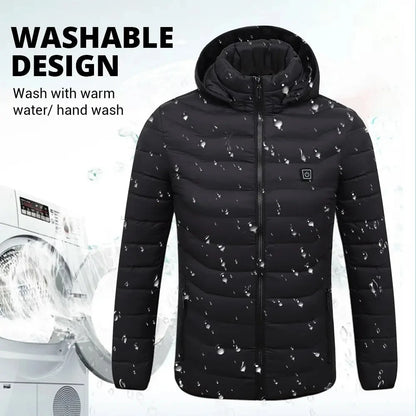 31-Zone Smart USB Heated Jacket for Men & Women – Waterproof Polyester Thermal Coat for Winter, Skiing, and Outdoor Activities
