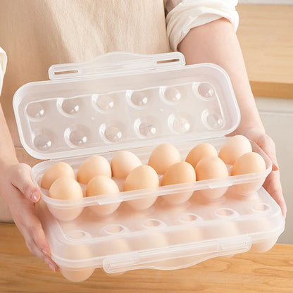 12/18 Grid Egg Storage Box - Refrigerator Egg Organizer Tray with Lid