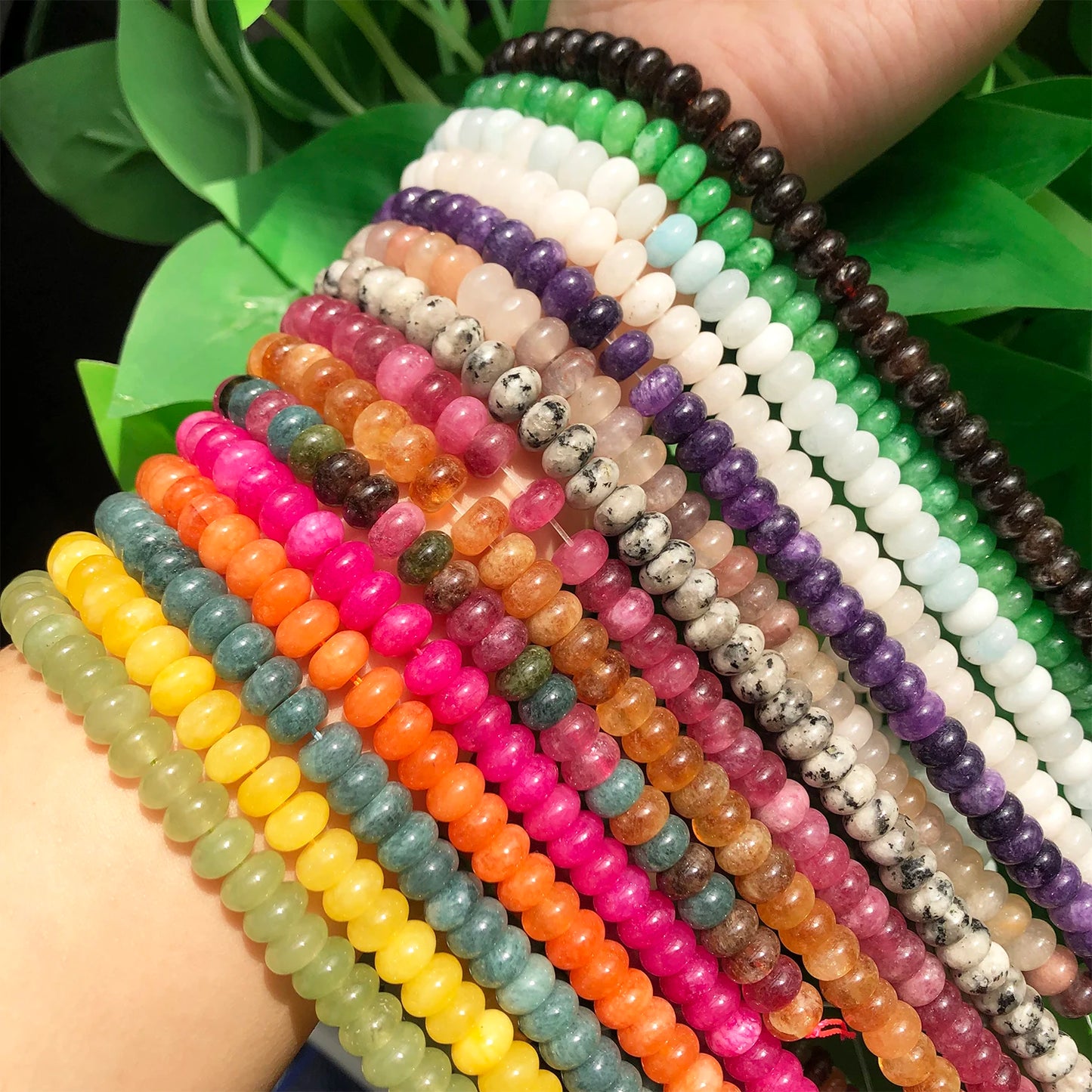 Natural Stone Rondelle Beads - 5x8mm Tourmaline, Citrine & Quartz Loose Beads for DIY Bracelets