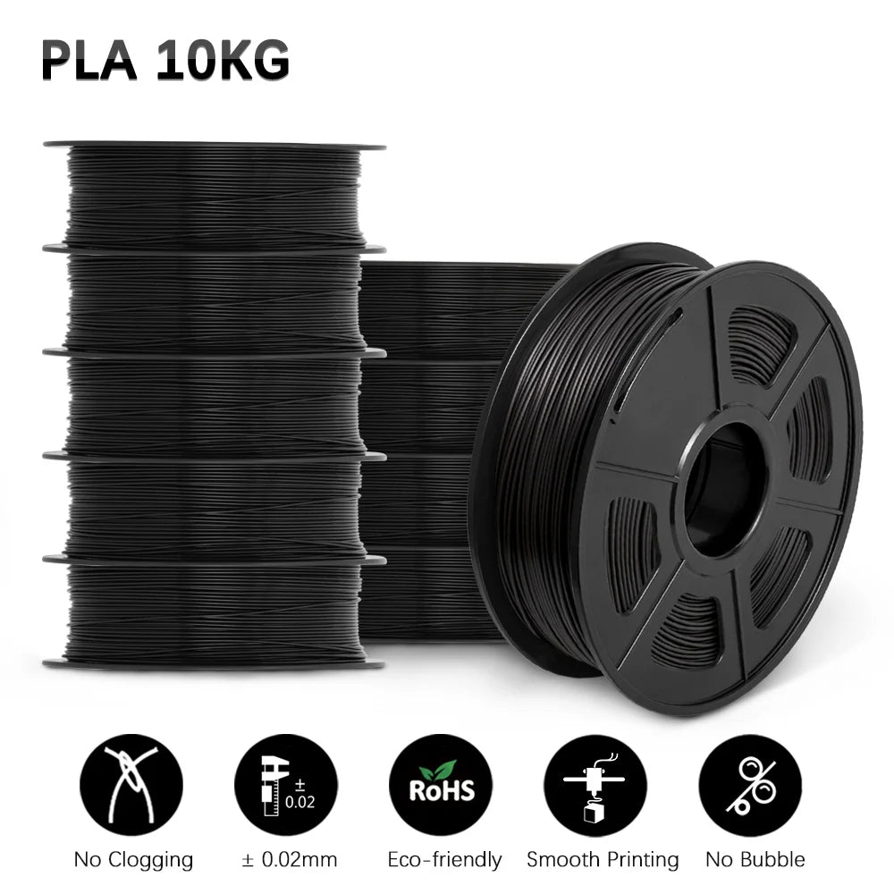 SUNLU 10KG 3D Printer Filament Set – 1.75mm PLA, PETG, PLA+ & Clear, 10 Rolls x 1KG Neatly Wound for 3D Printers & 3D Pens
