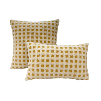 BUYNOW Plush Grid Pillowcase - Cute Decorative Sofa Cushion Cover for Living Room Home Decor