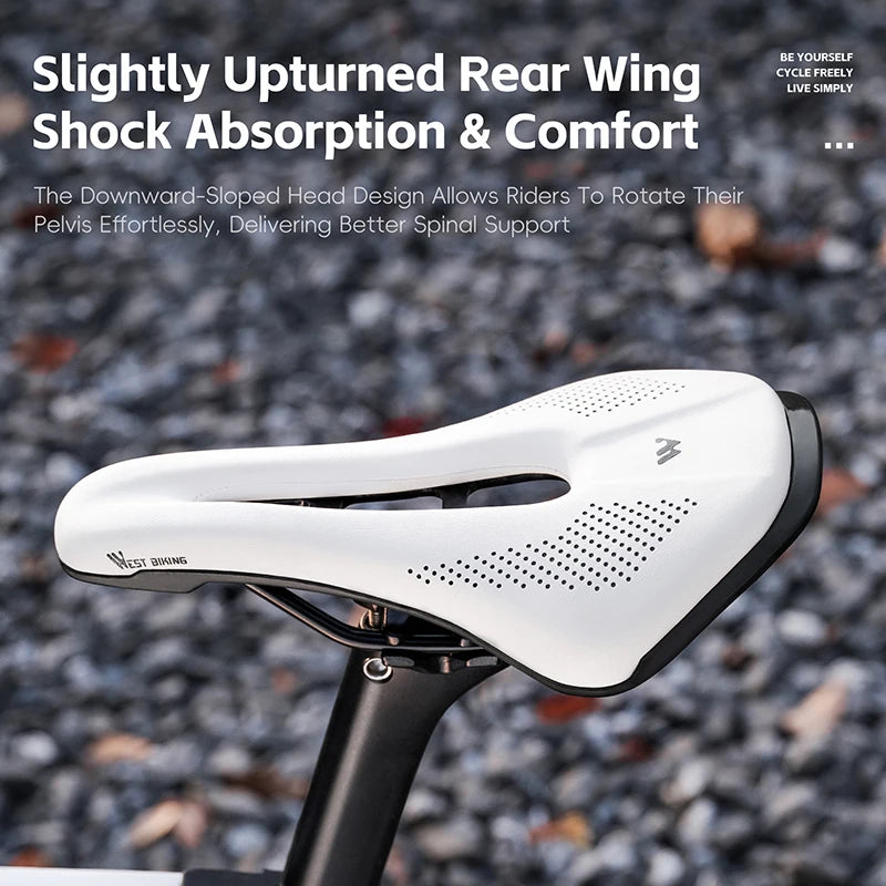 WEST BIKING Bicycle Saddle - Comfortable Hollow PU Leather Road Bike Seat Cushion for Cycling