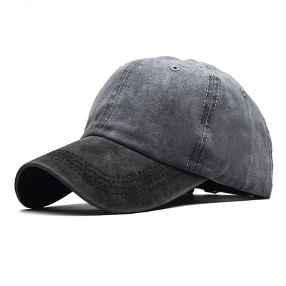 Baseball Snapback Cap – Pure Color Cowboy Hat, Water-Washed Hip Hop Fitted Cap for Men & Women, Spring & Autumn
