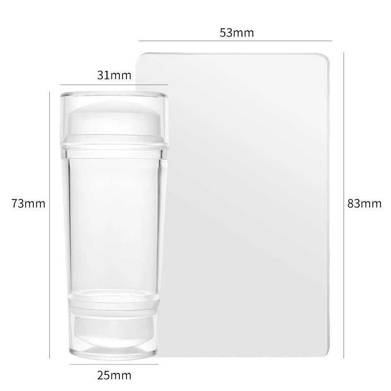 Clear Jelly Nail Stamper Set - Silicone Nail Art Stamp Tool with Scraper for Manicure Designs