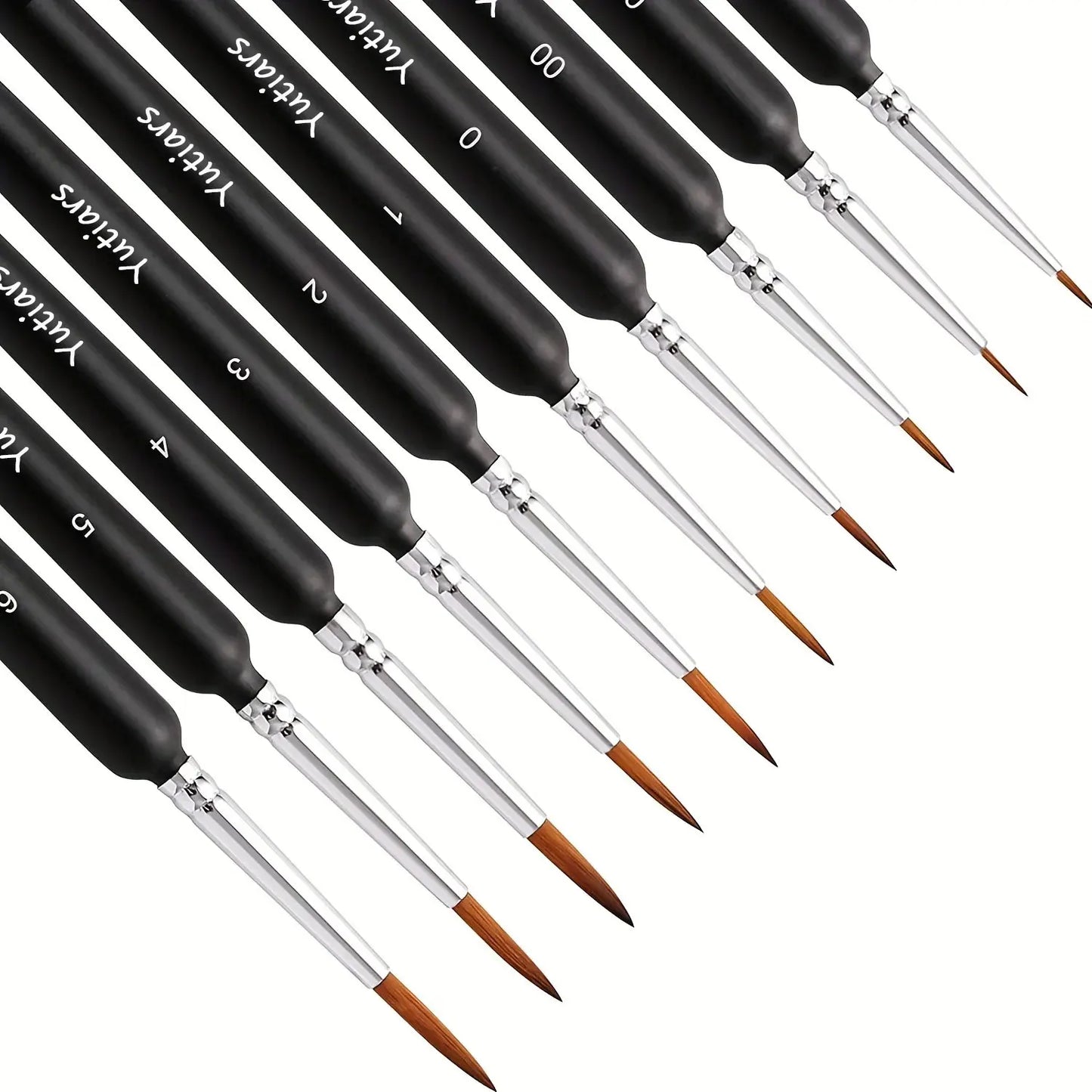10/11PCS Miniature Paint Brush Set – Detail Tip Brushes with Ergonomic Handle for Acrylic & Oil Painting