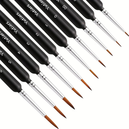10/11PCS Miniature Paint Brush Set – Detail Tip Brushes with Ergonomic Handle for Acrylic & Oil Painting