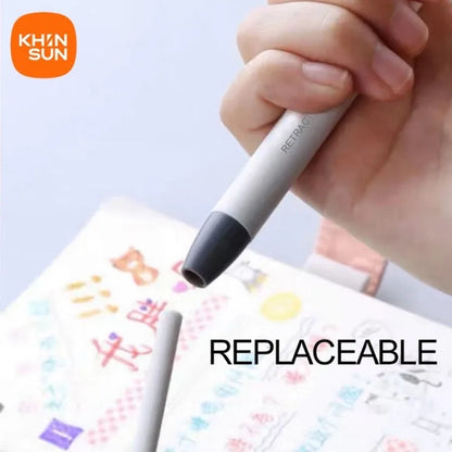 Retractable Pencil Eraser — Rubber Eraser for Writing Correction, School & Office Supplies