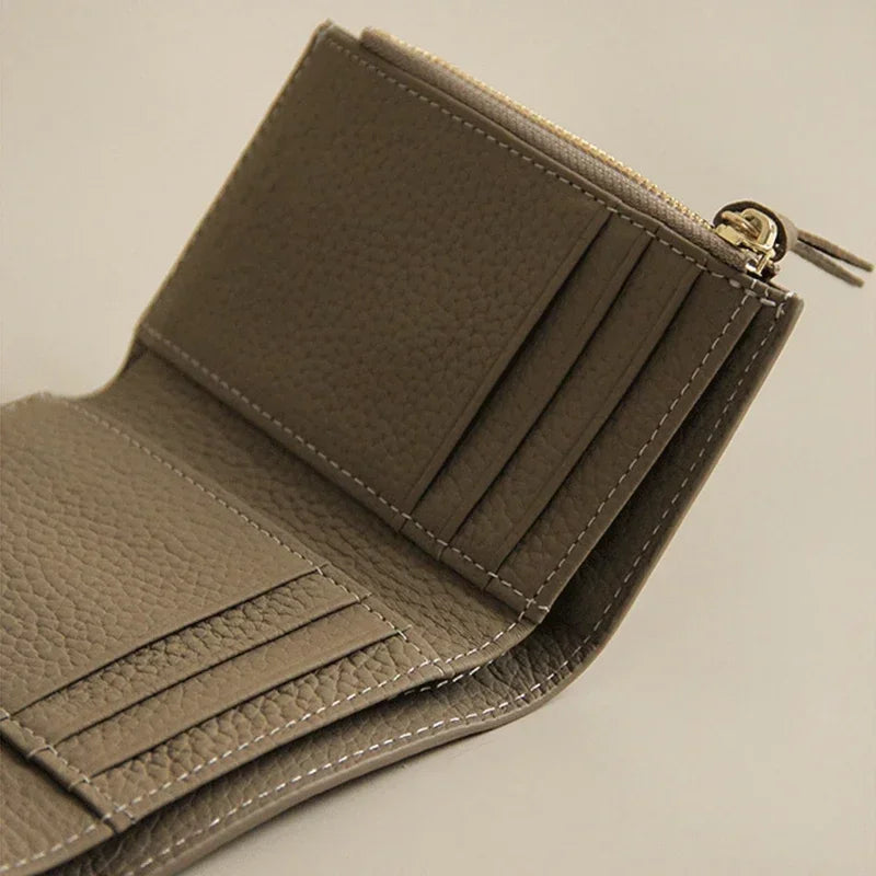 2024 New PU Leather Women's Small Wallet – Luxury Envelope Card Holder, Designer Zip Coin Purse, Short Cowhide Style