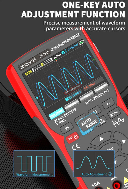 ZOYI 703S Handheld Oscilloscope Multimeter – Dual-Channel 3-in-1 Auto Repair Tool with Color Screen