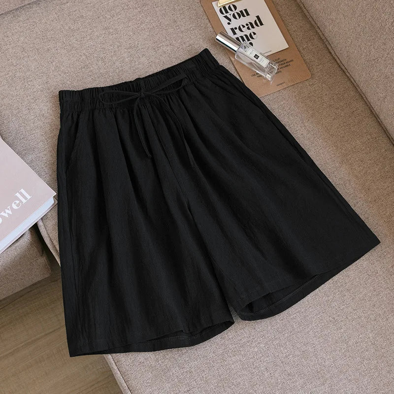 2024 Women’s High Waist Cotton Summer Shorts with Pockets – Casual Loose Fit Soft Cool Shorts for Girls