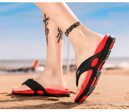 Men's Massage Flip Flops – Breathable Summer Beach Sandals, Luxury Comfort Slippers, Plus Size 46
