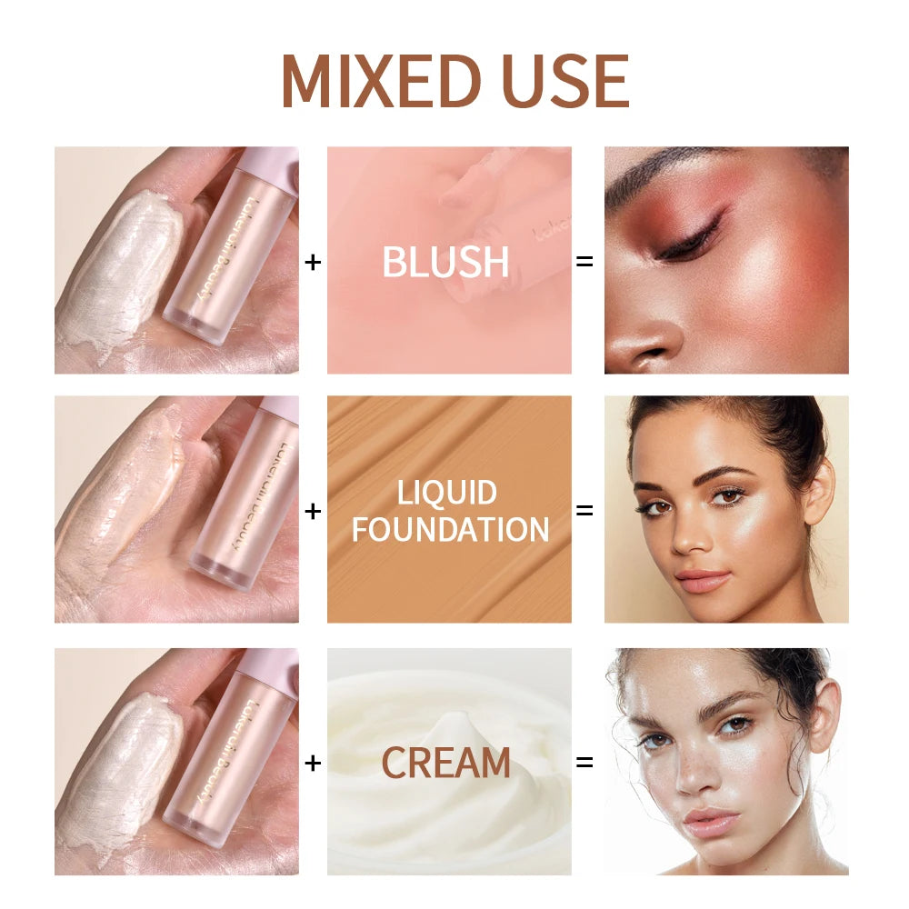 4-Color Liquid Face Highlighter — Bronzer & Contour Shimmer Makeup