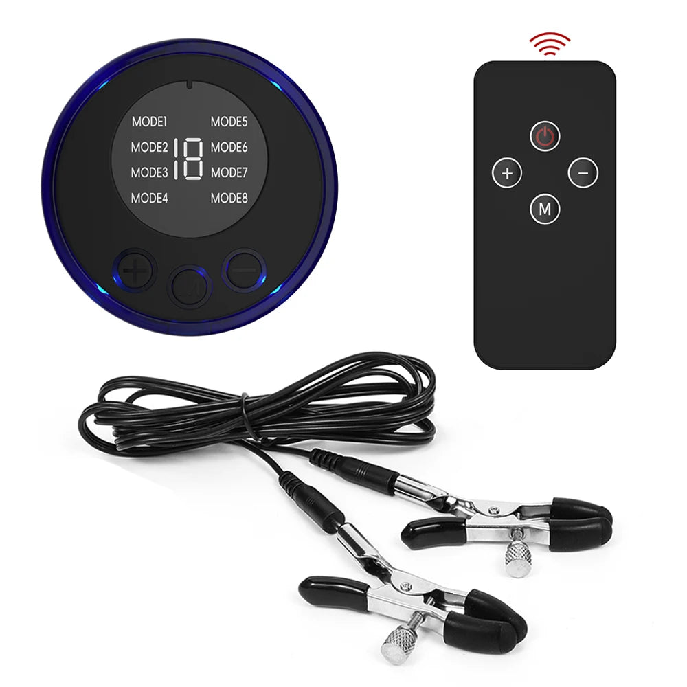 Electric Nipple Clamps & Breast Massager - Adjustable BDSM Sensation Toy for Adult Couples