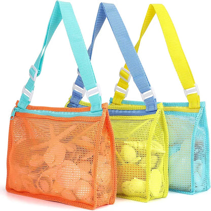 Beach Toy Mesh Bag - Kids Shell Storage Bag for Beach Toys - Seashell Bag, Mesh Pool Bag, Sand Toys, Swimming Accessories for Boys and Girls
