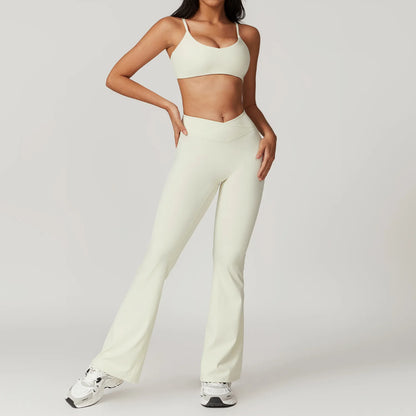 Women’s 2PCS Sportswear Yoga Set – Short Sleeve Crop Top & High Waist Leggings for Gym & Fitness