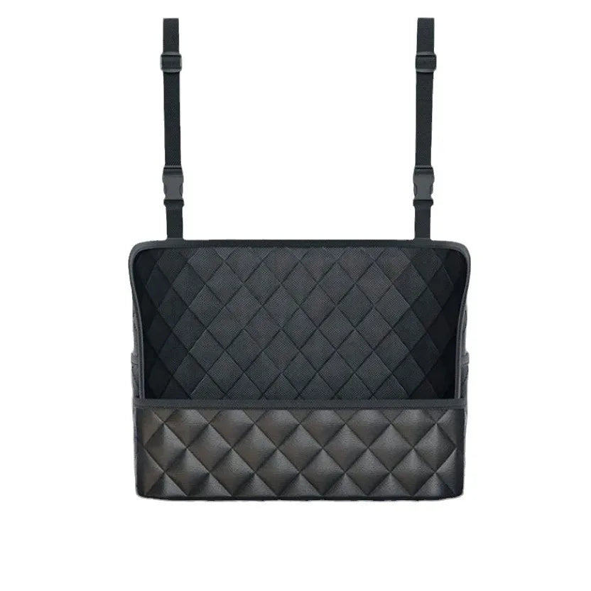 Large Capacity Car Middle Seat Storage Net - Leather Hanging Bag & Seat Back Organizer