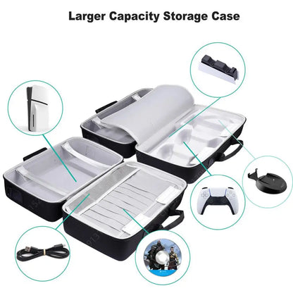 EVA Hard Carrying Case Handbag for PS5 Slim – Shoulder Strap Storage Bag for Disc & Digital Edition Console