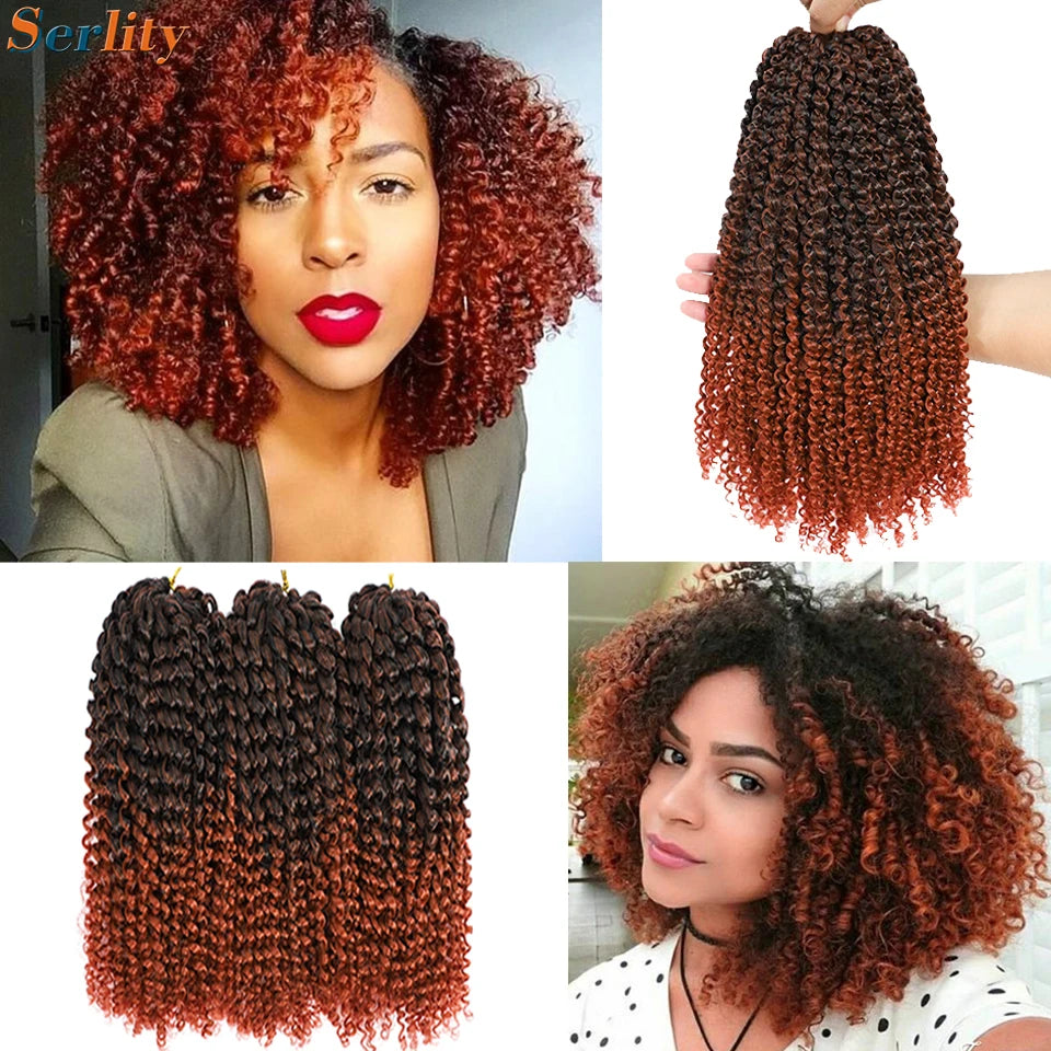 Kinky Curly Crochet Hair Extensions 8–12 Inch – Marlybob Jerry Curl Synthetic Afro Curly Hair, Short Passion Twist Braiding Crochet Hair for Women