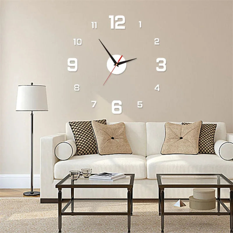 3D Luminous Wall Clock - Frameless Acrylic DIY Digital Clock Wall Stickers - Mute Clock for Living Room, Bedroom, Office Wall Decor