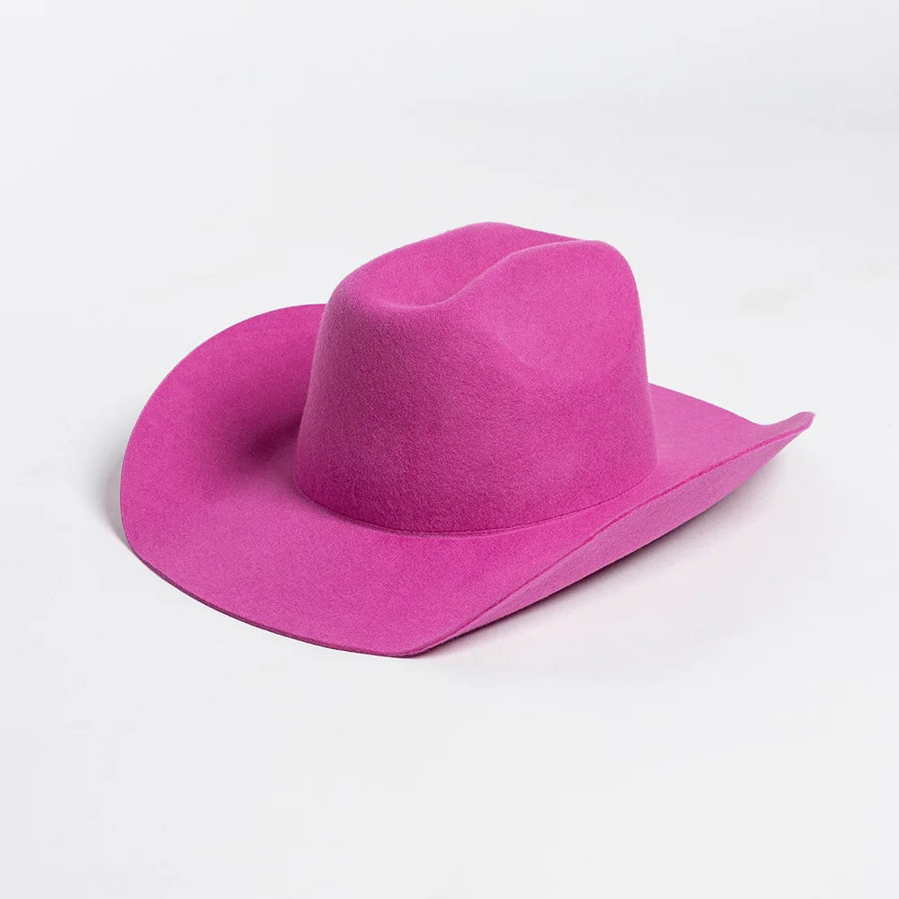 100% Wool Western Cowboy Hat – Casual Felt Cowgirl Hat for Men & Women, Autumn & Winter Outdoor Sunshade Fedoras Top Hat
