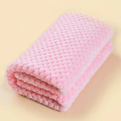 70x100cm Baby Blanket – Thick Flannel Solid Color & Pineapple Plaid Swaddle, Sofa & Throw Blanket for Kids