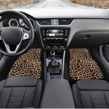 Leopard Print Car Floor Mats - 2PCS or 4PCS All-Weather Universal Fit for SUVs, Trucks & Limos