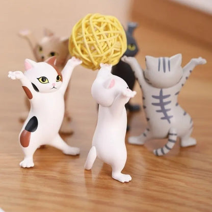 Dancing Cat Figure Decoration - 5 Enchanting Animation Cat Models - Fashion Toy Doll for Cake Decoration