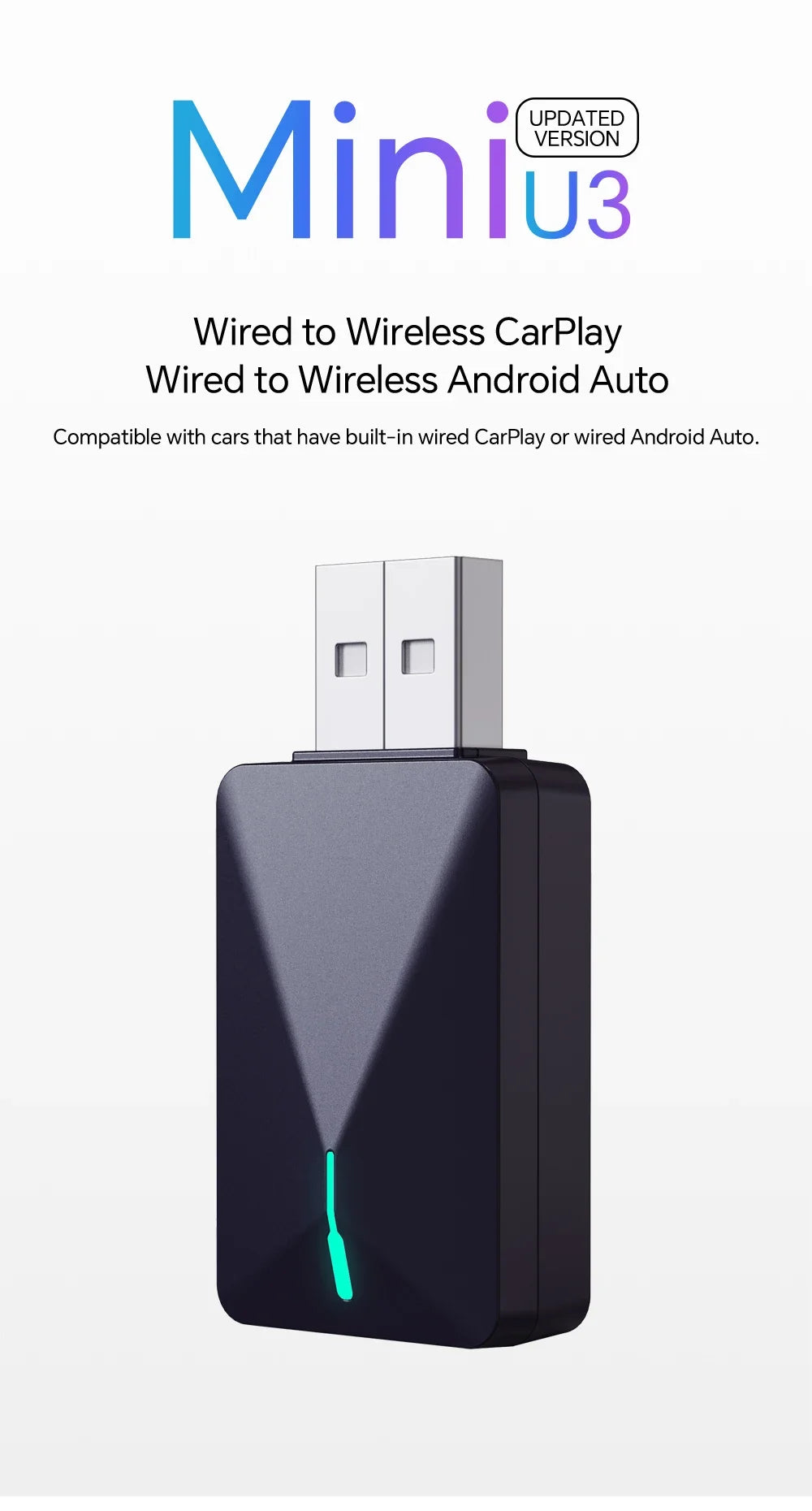 2025 Wireless Android Auto Adapter — Wired to Wireless CarPlay Smart Box with USB Plug & Play, WiFi Auto Connection & Online Upgrade