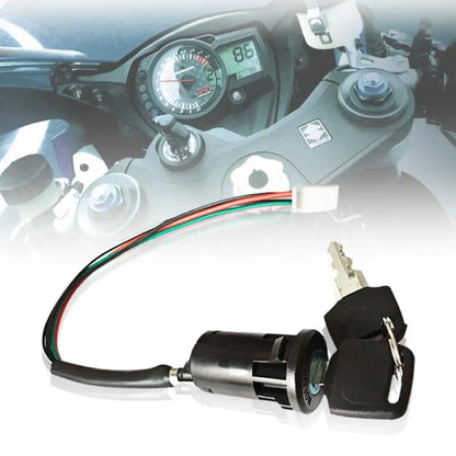 ATV Ignition Switch Key with Wire & Lock — Compatible with 50cc-250cc Quad & Dirt Bikes