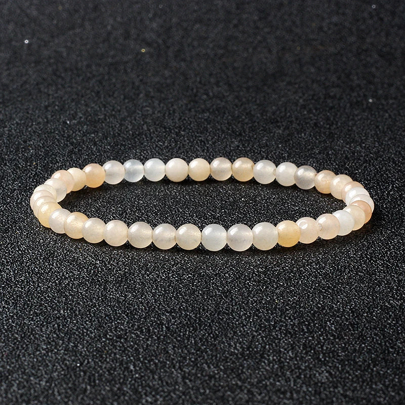 4mm Natural Stone Bead Stretch Bracelet for Men & Women – Agate Lava Handmade Reiki Crystal Jewelry