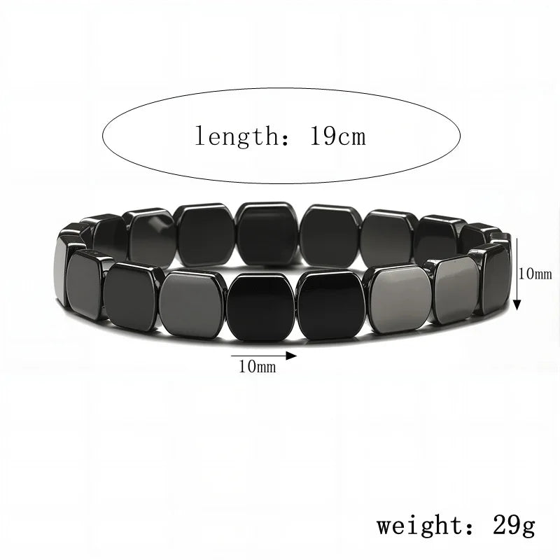 Natural Obsidian Half Moon Bracelet - Irregular Black Stone Beads Men's Fashion Accessory