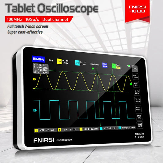 FNIRSI-1013D Digital Tablet Oscilloscope – Dual Channel, 100MHz Bandwidth, 1GS/s Sampling Rate, 7-Inch Mini Scope