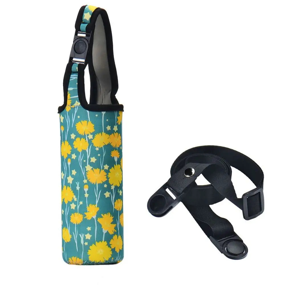 Insulated Water Bottle Carrier Bag - Adjustable Shoulder Strap Neoprene Bottle Cover Pouch for 550ml 750ml 1000ml 1500ml Bottles