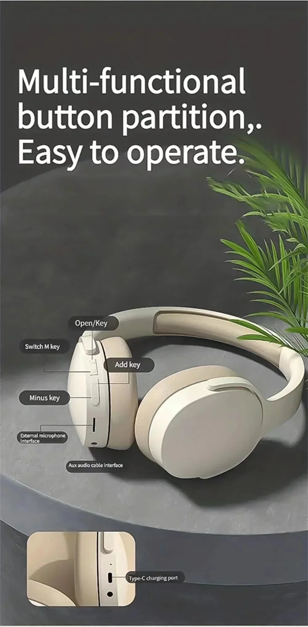 New Wireless Bluetooth Over-Ear Headphones – HiFi Stereo Headset with Mic, TF/AUX Music Player & Sports Earphones