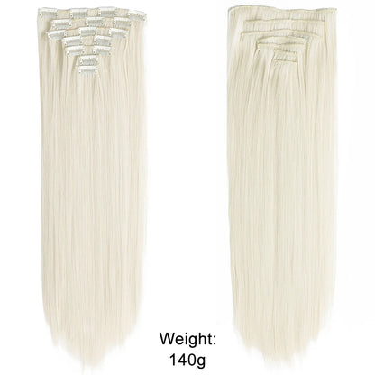 Women’s 7Pcs Hair Extensions with 16 Clips – Natural Black Straight Ombre Hairpiece