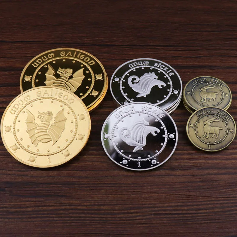 Harry Potter Gringotts Commemorative Coin Badge – Gold Galleon Money Bag Collectible, Birthday Gift