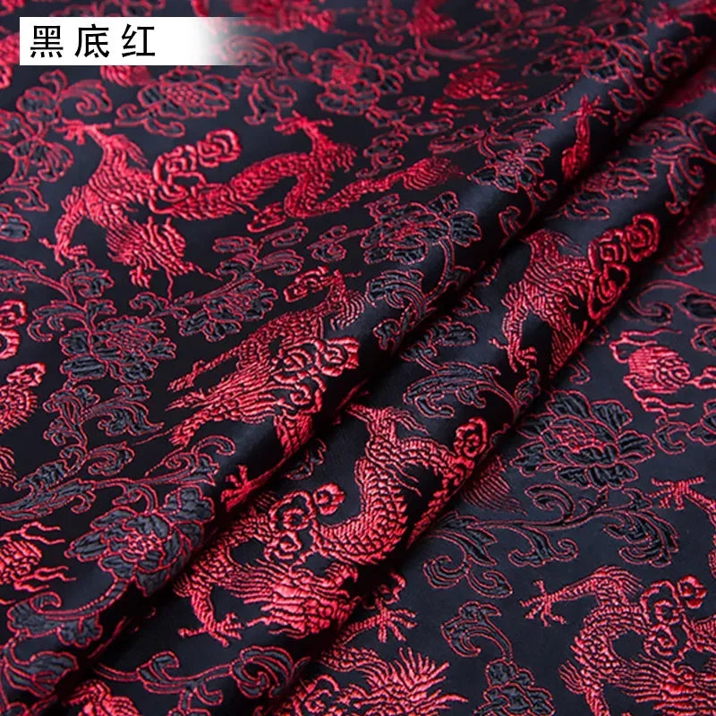 0.5/1/2m Brocade Satin Fabric — Dragon Pattern Material for Sewing, DIY Crafts, Gift Boxes & Patchwork