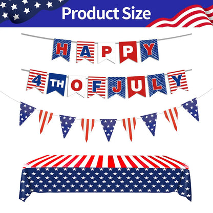 American 4th of July Party Decorations Set – Independence Day Banner, Balloons & Table Supplies for Patriotic USA Theme Celebration