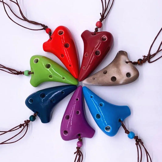6 Hole Ceramic Ocarina - Mini Professional Musical Instrument with Lanyard and Music Score for Music Lovers