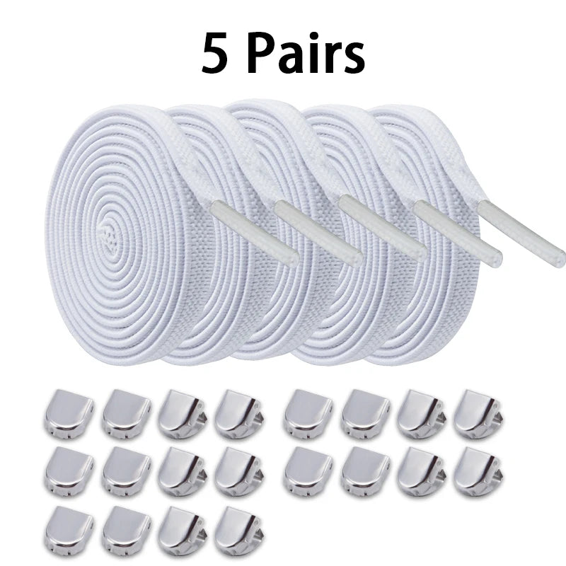 No-Tie Elastic Shoelaces – One Size Fits All Sneakers for Adults & Kids, Flat Tieless Shoestrings